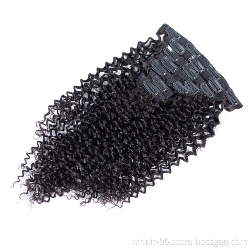 Wholesale Full Head Kinky Curly Clip In 100% Human Hair Extensions